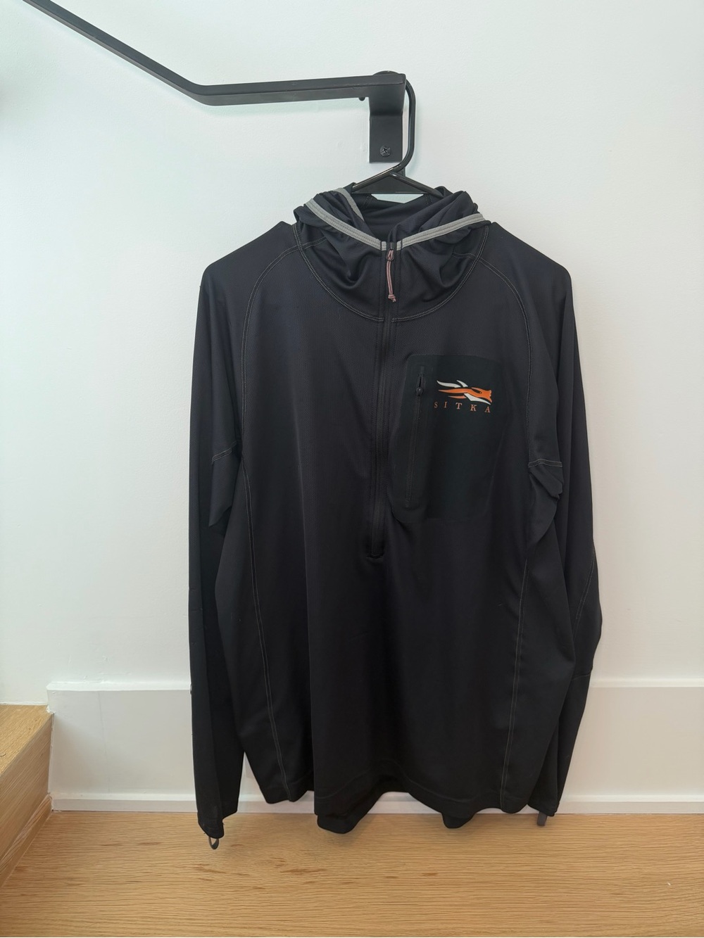 Sitka Men’s Core Lightweight Hoodie Black Quarter-Zip Pullover Large